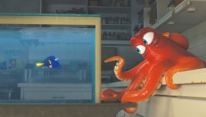 Dory finds help from an octopus who can travel on land in Finding Dory.