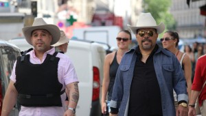 Edgar Garcia and Luis Guzman pose as drug kingpins in Puerto Ricans in Paris.