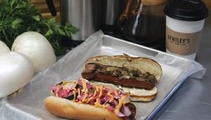 The Bentley’s house hot dog and the Bent-Mi both pack a lot of spice. Photo by Lee Chastain.