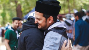 Members of the Ahmadiyya Muslim Youth Association greet each other at the annual retreat. Mustefa Ahad