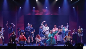 The cast of Artes de la Rosa’s "Women on the Verge of a Nervous Breakdown" sings of the glories of Madrid.