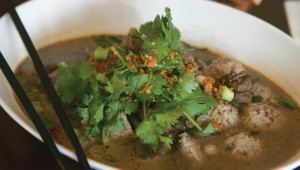 The Thai Boat Noodle Soup is one of the many traditional offerings you won’t find at a westernized Thai eatery. Photo by Lee Chastain.