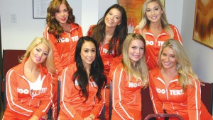 Hooters girls attended a hearing in Fort Worth this week. Photo by Jeff Prince.