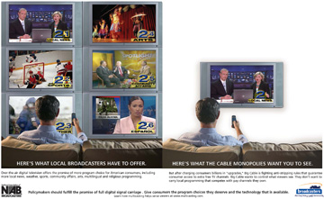 With ads like these, broadcasters and cable companies are lobbying for laws and viewer loyalty in the fight to control the new programming made possible by digital technology.