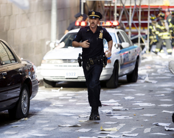 Nicolas Cage prepares to take his men into the burning Tower One of ‘World Trade Center.’