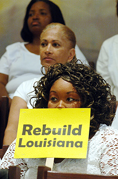 Choir members at St. Peter Claver Catholic Church in New Orleans listen to speakers at an interfaith service, including U.S. Sen. Barack Obama.