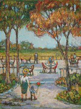 Pemberton painted ‘The Red Balloon’ after visiting a picnic area at the Fort Worth Zoo in 1975. ‘I made a sketch, and when I got home, I painted it. I don’t generally paint on the spot.’