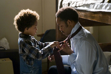 Jaden Smith helps Will Smith get ready for work in ‘The Pursuit of Happyness.’