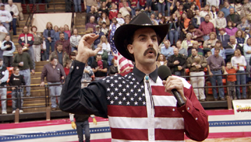 Despite his outfit, Sacha Baron Cohen mightily pisses off a rodeo crowd in ‘Borat: Cultural Learnings of America for Make Benefit Glorious Nation of Kazakhstan.’