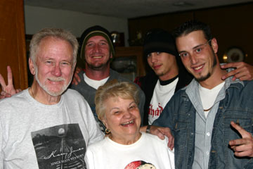 Roy and Sylvia Stamps opened up their Mansfield home to Payne and itinerant Nashville pickers (left to right) Rod Leighton, Chris Cave, and Troy Bullock.