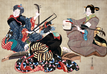 Katsuhika Oi’s ‘Three Women Playing Musical Instruments’
