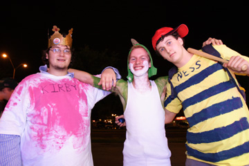 Three students from Paschal arrive as characters from the Super Smash Bros. video game for the Headbangers Ball.