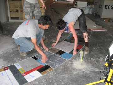 Contract workers install