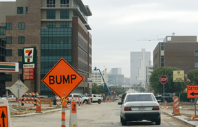The economy and problems of urban construction work have contributed to delays for parts of the Museum Place development. Photo by Naomi Vaughan.