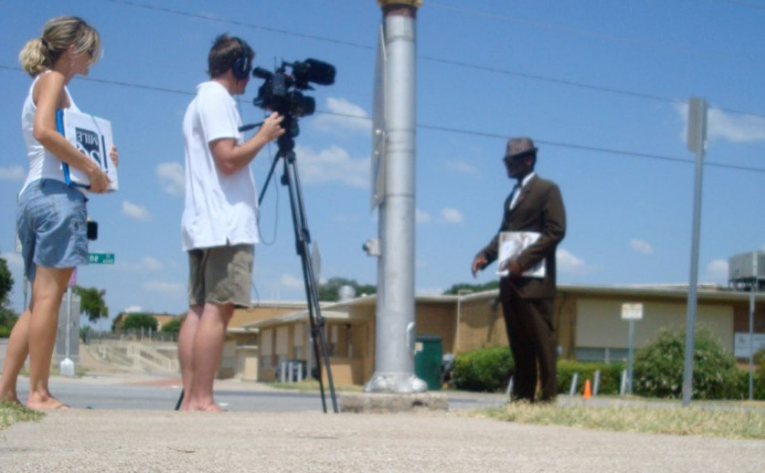 As part of their documentary on Como, Fort Worth filmmakers Betsy and Carl Crum film Brother Barry.