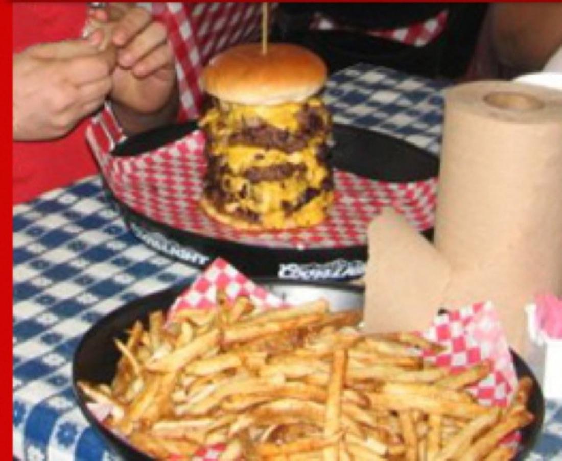 Chubby's challenge burger. Courtesy Chubby's Facebook