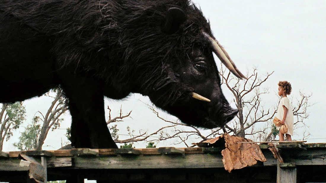 Quvenzhané Wallis faces down an extinct creature in the Louisiana bayou in Beasts of the Southern Wild.