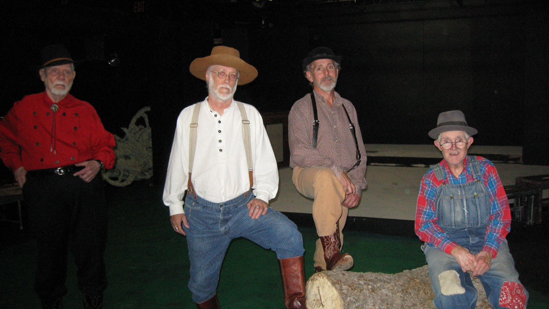 No experience? No problem. Newbie actors (from left to right) Frederick Cleveland Quince, Gary Whitaker, and Mike West join veteran thespian Richard Don Simms in Pantagleize’s Texas-ified version of A Midsummer Night’s Dream.