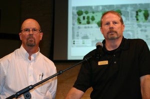 Architect Tom Galbreath and Christ Chapel’s chief operating officer Rick Neves got an earful from neighbors at a recent meeting.  Jeff Prince