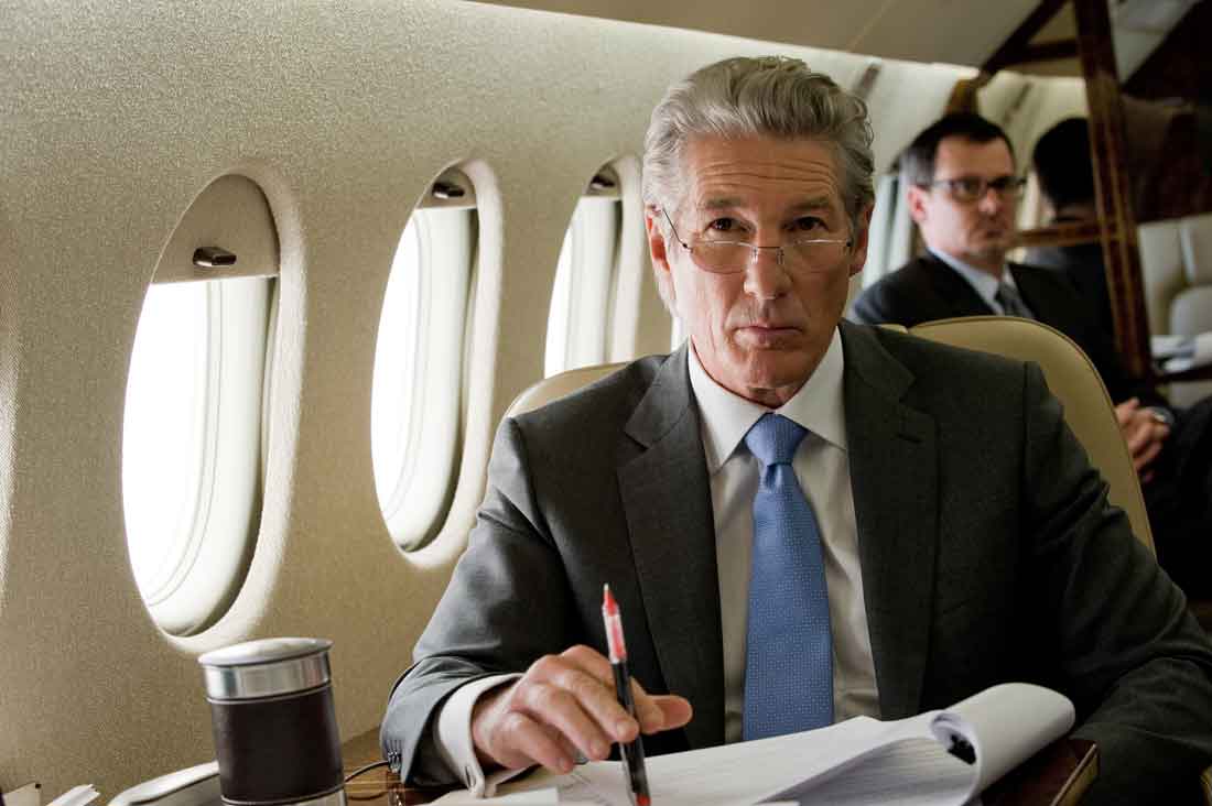 Richard Gere thinks hard about evading criminal charges in Arbitrage.
