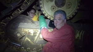 Doug Grant and R.C. Saldaña-Flores locked themselves to a TransCanada machine near Winnsboro. Courtesy Tar Sands Blockade