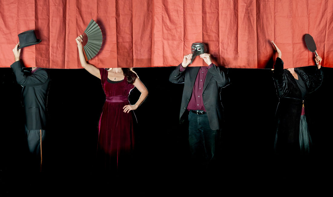 Bob Hess, Mary Lang, Brandon J. Murphy, and Jessica Vera star in Amphibian’s production of The True History of the Tragic Life and Triumphant Death of Julia Pastrana, The Ugliest Woman in the World. Photo by Daylon Walton