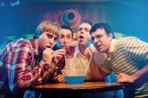 Four socially inept teenagers who go for a vacation in the Greek islands in The Inbetweeners now playing in Dallas..