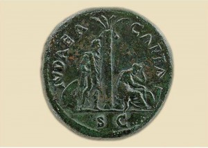 The exhibit is contextualized by rare works of antiquity, including incredibly technologically advanced engraved coins like this one from the first century A.D.