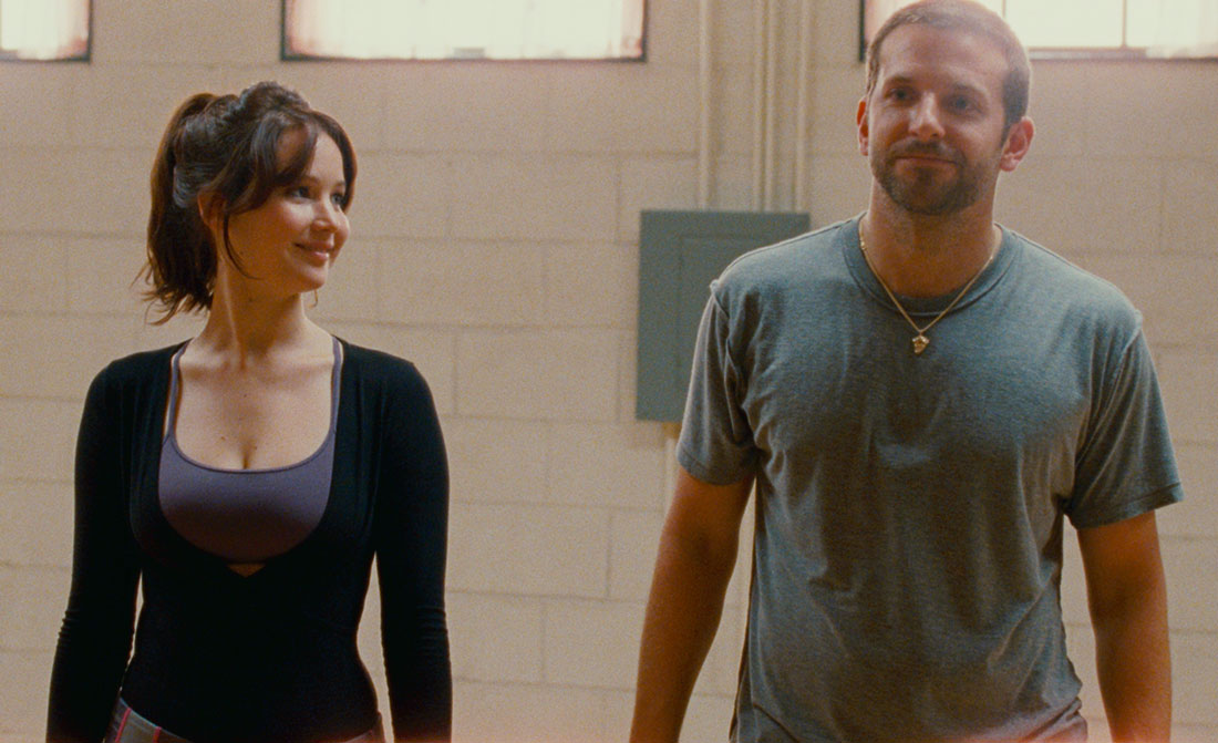 It’s always crazy in Philadelphia: Jennifer Lawrence and Bradley Cooper in Silver Linings Playbook.
