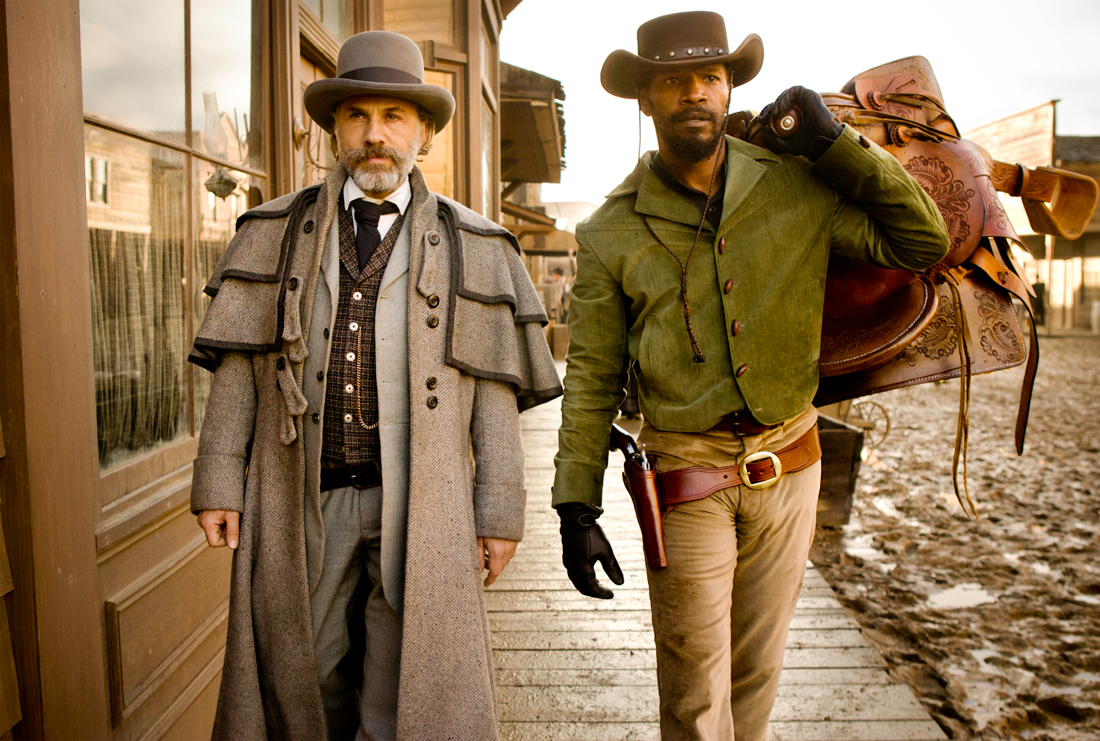 Christoph Waltz and Jamie Foxx ride the wild South in Django Unchained.