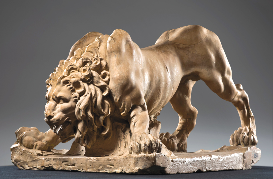 A lion molded by Gian Lorenzo Bernini at the Kimbell.