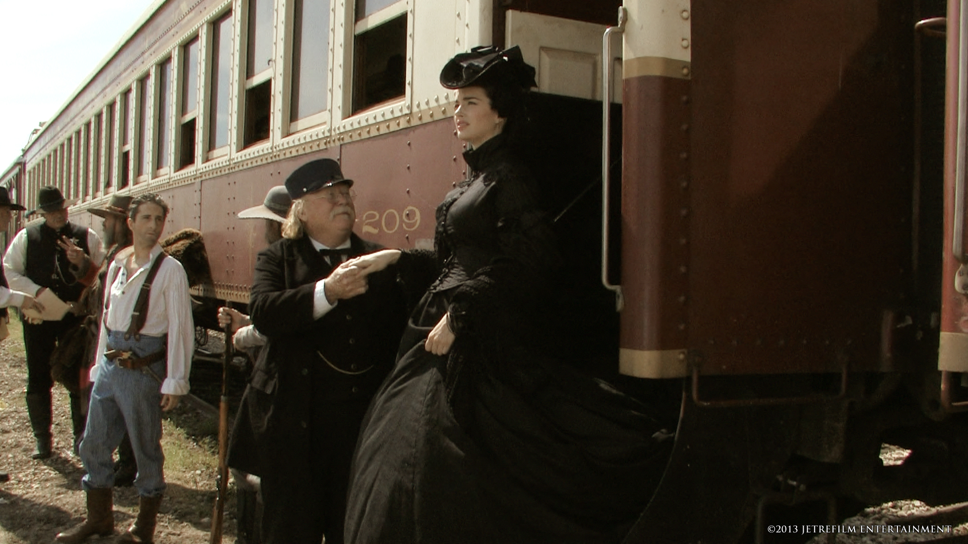 Nicole Leigh Jones steps off a train in this Grapevine-filmed scene in "Shroud."
