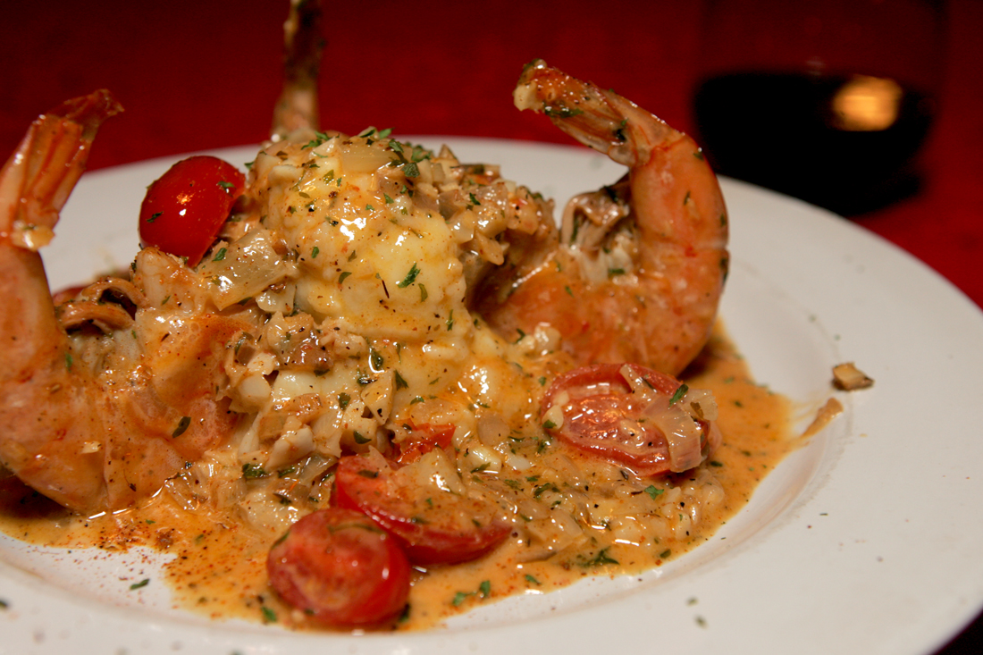 The Flame takes on shrimp scampi — lookin’ good. Lee Chastain