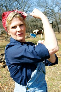 Wilson posed as the iconic World War II character, Rosie the Riveter, a few years ago. Gas drillers didn’t understand. Jeff Prince