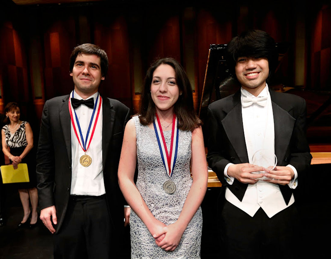 (From left to right) Ukraine’s Vadym Kholodenko, Italy’s Beatrice Rana, and the United States’ Sean Chen were the big winners in the Cliburn.