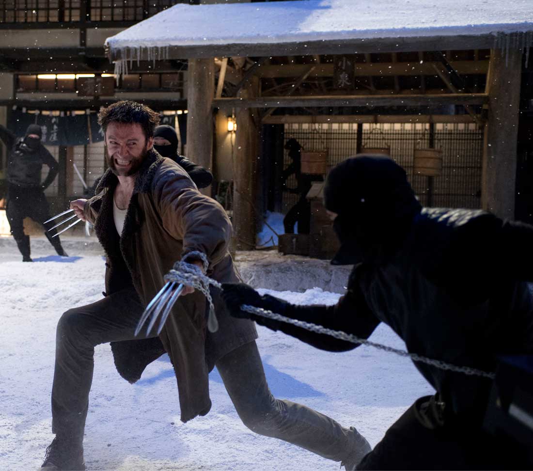 Hugh Jackman battles Japanese ninja warriors in The Wolverine.