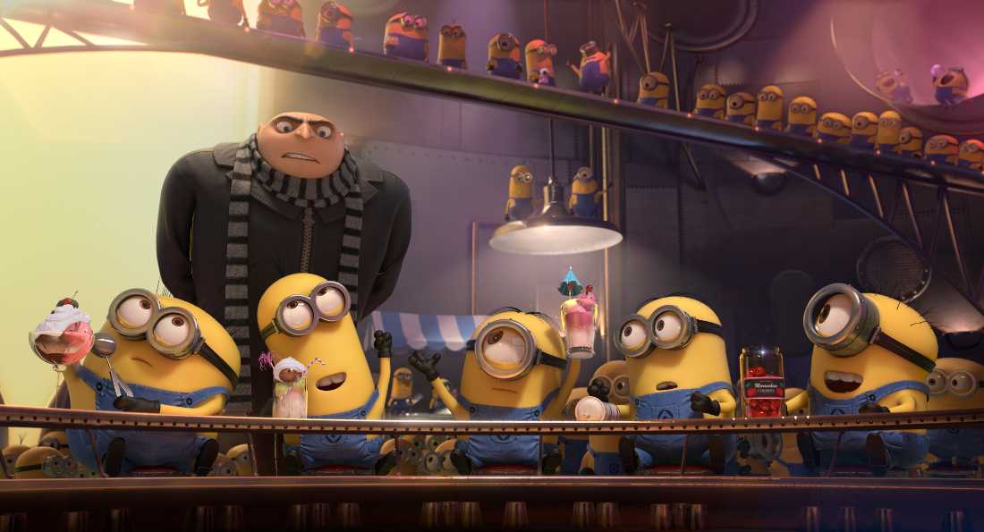 Gru tries to get his minions back to work in Despicable Me 2.