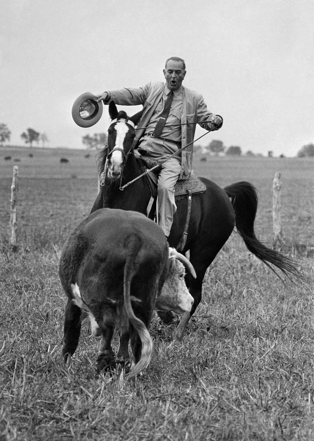 LBJ at home on the range. AP Photo/Bill Hudson