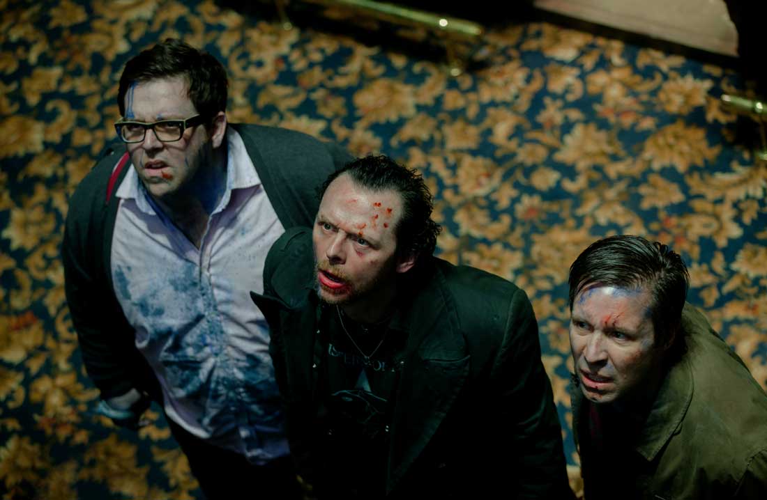 Nick Frost, Simon Pegg, and Paddy Considine look the worse for wear during their pub crawl in The World’s End.