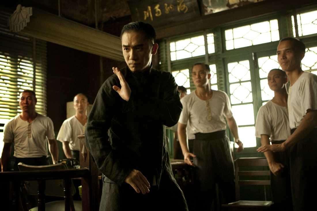 Tony Leung demonstrates his martial arts style for a crowd of future disciples in The Grandmaster.