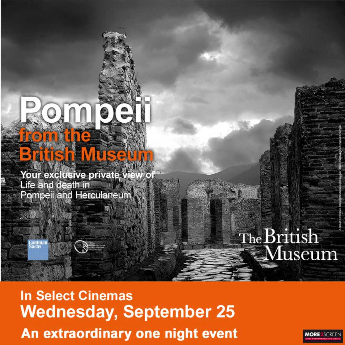 Pompeii at the British Museum screens at at 7:30pm at various movie theaters Wed, Sept 25.