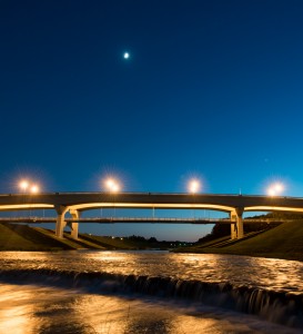 The new bridge over the Clear Fork, just west of Hulen Street, offers art, architecture, and a separate pedestrian/bike level, spanning one of the prettiest stretches of the Trinity.