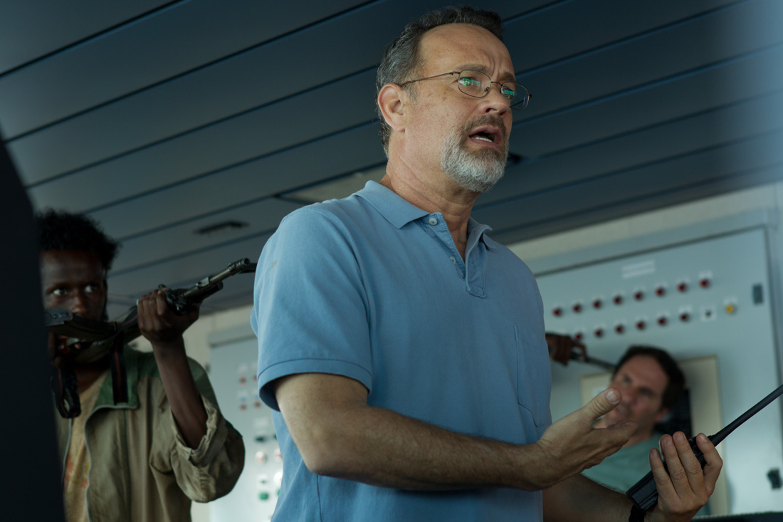 Tom Hanks tries to keep his cool during a hijacking at sea in Captain Phillips.