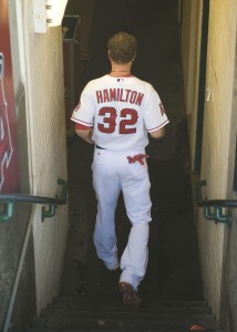 FEATURE_3 Hamilton hasn’t done well with the Angels, but he did earn a Turkey here. Michael Goulding/The Orange County Register/ZUMAPRESS.com
