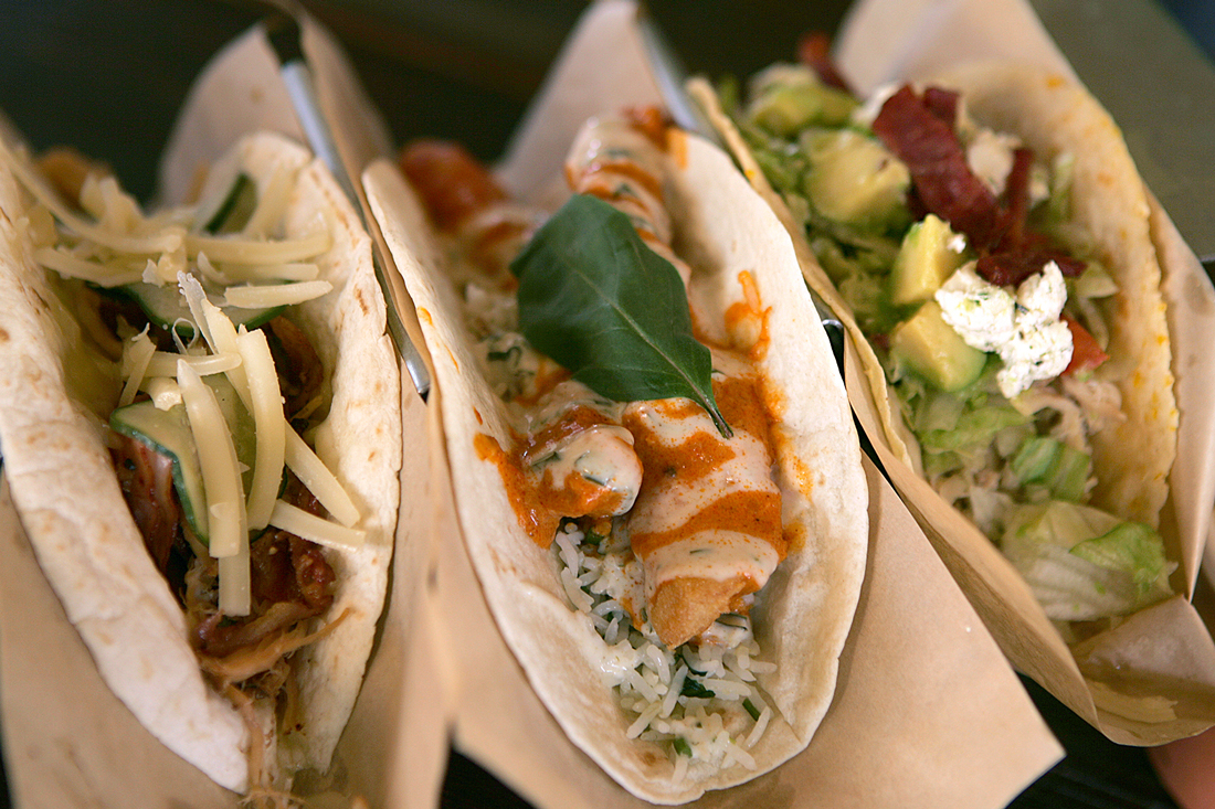 The food comes out fast and furious — and delicious — at Velvet Taco. Lee Chastain