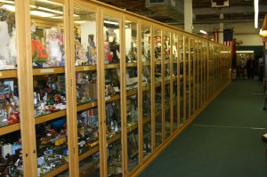 Long rows of display cases sometimes prove enticing to thieves.