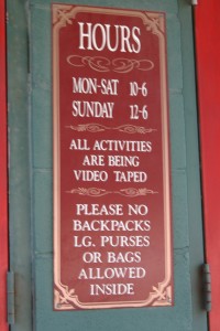 FEATURE_6 Many signs in the antique mall warn against thievery.