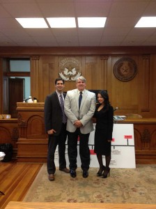 Palazzolo (center, with attorneys Mark Scott and Victoria Neave): “I’m just glad I’m not crazy.” Courtesy Joe Palazzolo