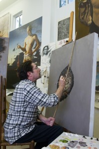 Grant, at work in his studio: “I will never give up the pursuit of art.” Brian Hutson