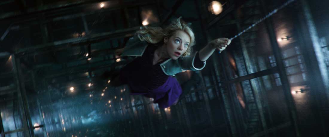 Mother of mercy, is this the end of Gwen Stacy? Emma Stone hangs by a thread in The Amazing Spider-Man 2.